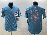 Men's Chicago Cubs Blue Harry Caray 'Holy Cow' Patch 2024-25 2nd Alternate Limited Stitched Jersey,baseball caps,new era cap wholesale,wholesale hats